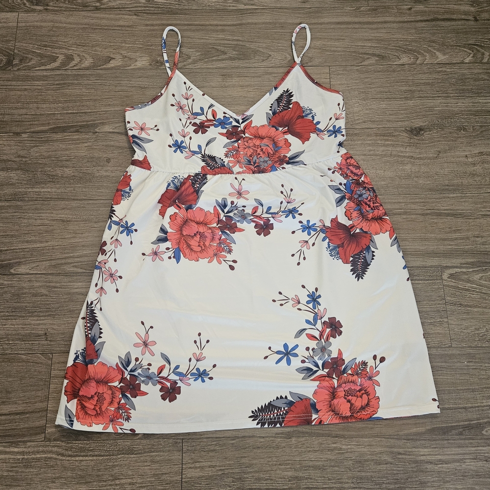 SHEIN Red and Blue Floral Mini Dress‎